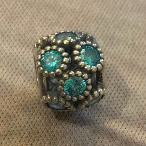 Blue pandora silver charm studded lights cz